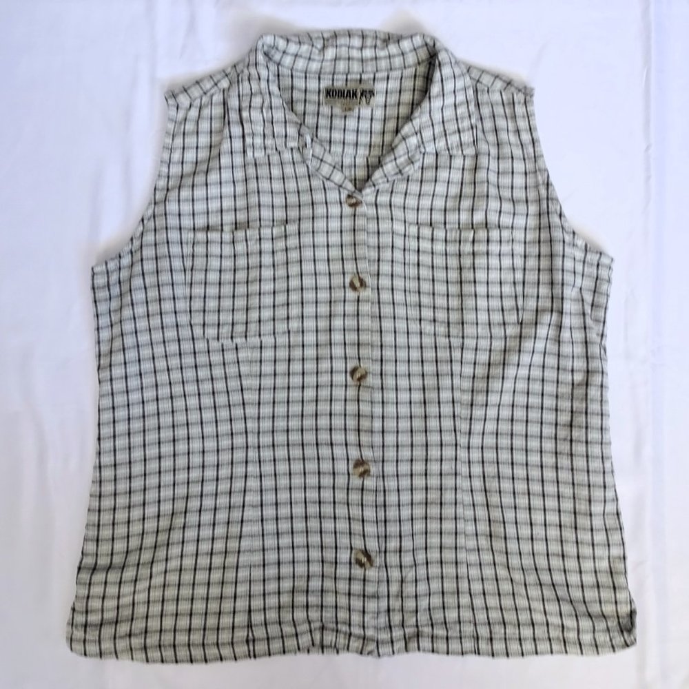 Kodiak Sleeveless Cotton Windowpane Top